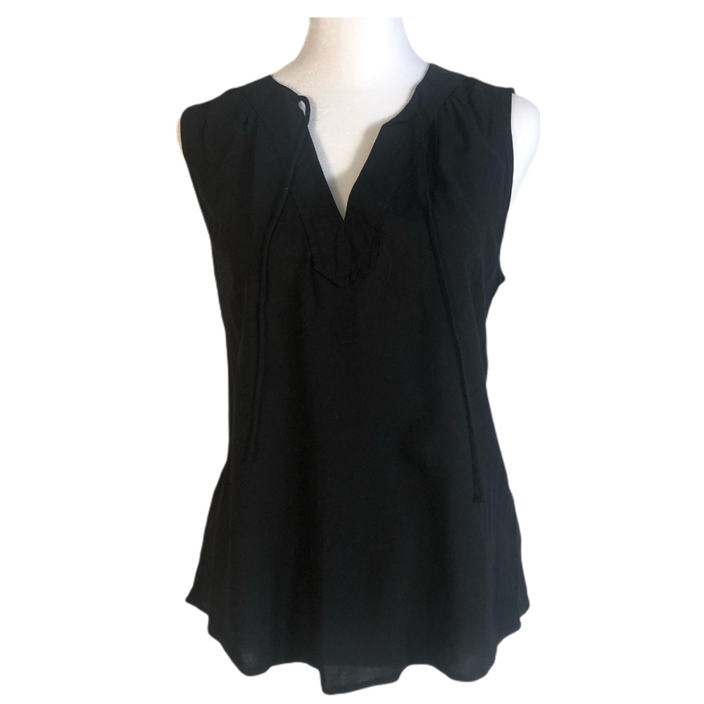 NWT Old Navy Black Sleeveless Blouse Tie Neck XS